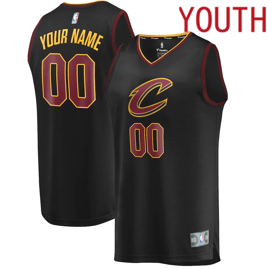 Youth Cleveland Cavaliers Fanatics Branded Black Fast Break Replica Custom NBA Jersey->youth nba jersey->Youth Jersey